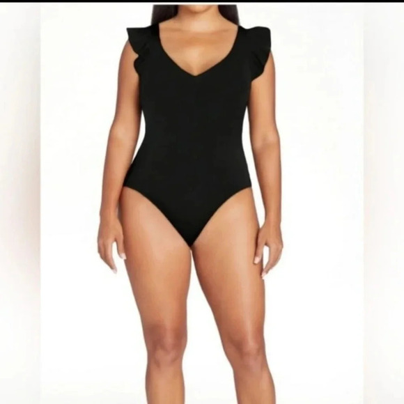 Time And Tru 1 Pc Missy Ruffle Straps Swimsuit, Full Coverage - Picture 1 of 12